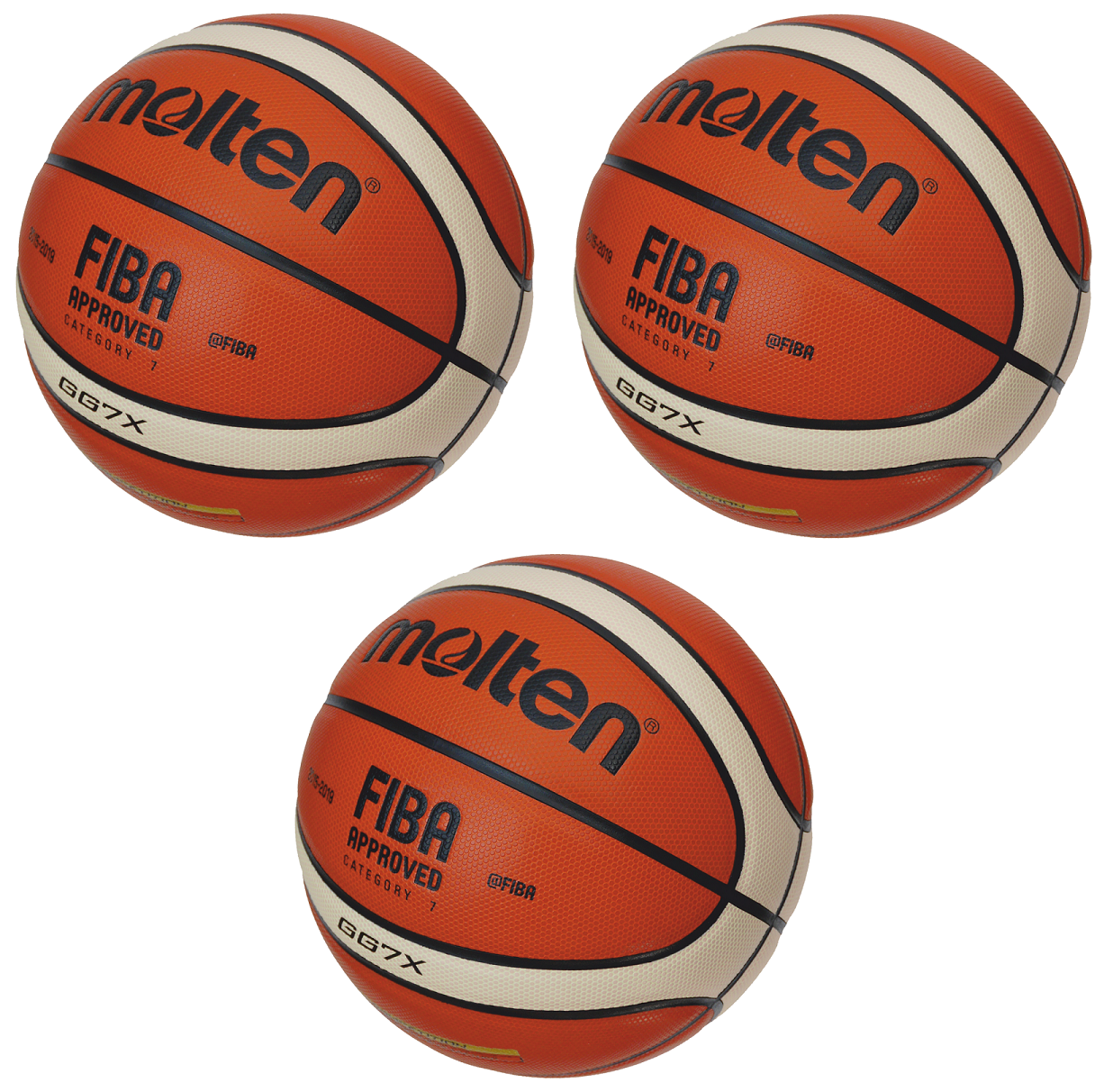 Molten Indoor Basketball GG7X 3 Stück Premium SynthetikLeder FIBA