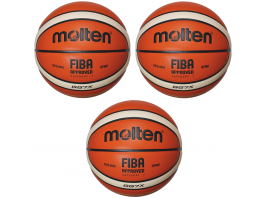 Molten Indoor Basketball GG7X 3 Stück Premium Synthetik-Leder FIBA Wettspielball Größe 7 